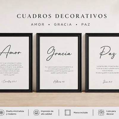 Cuadro Trilogía - "Amor - Gracia - Paz"