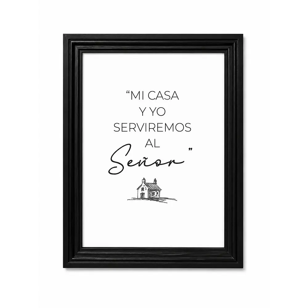 Cuadro Decorativo A4 - "Mi Casa y Yo Serviremos Al Señor"