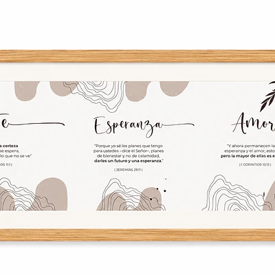 Cuadro Panoramico Pequeño - "Fe - Esperanza - Amor"