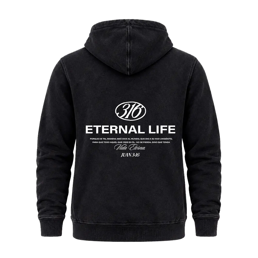 Polerón Canguro Acid Wash - "Eternal Life 316" (Variedad de Colores) 