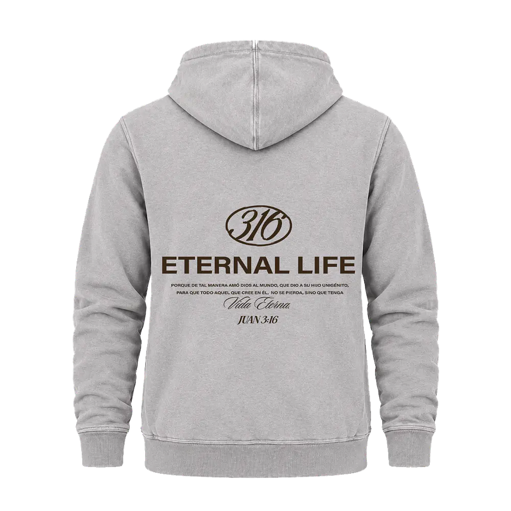 Polerón Canguro Acid Wash - "Eternal Life 316" (Variedad de Colores) 