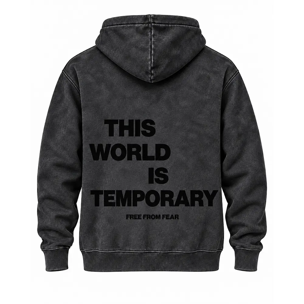 Poleron Canguro Acid Wash - This World Is Temporary"