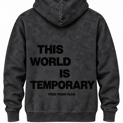 Poleron Canguro Acid Wash - This World Is Temporary"