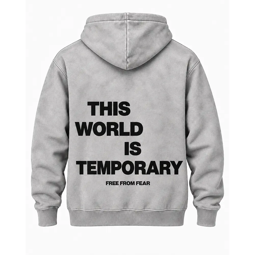 Poleron Canguro Acid Wash - This World Is Temporary"