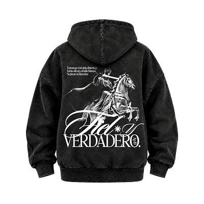 Poleron Boxy Acid Wash - "Fiel Y Verdadero" (Variedad Colores)
