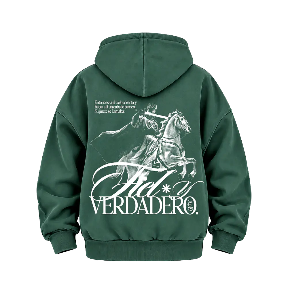 Poleron Boxy Acid Wash - "Fiel Y Verdadero" (Variedad Colores)