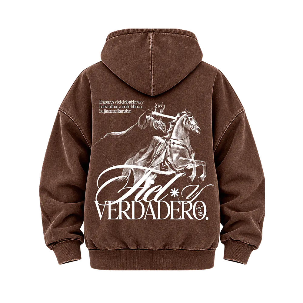 Poleron Boxy Acid Wash - "Fiel Y Verdadero" (Variedad Colores)