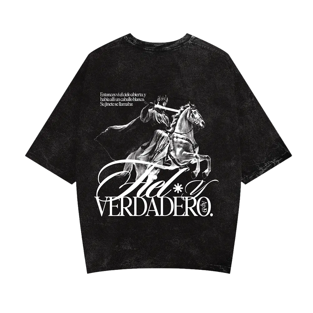 Polera Boxy Acid Wash - "Fiel Y Verdadero"