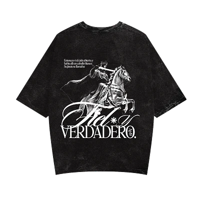 Polera Boxy Acid Wash - "Fiel Y Verdadero"