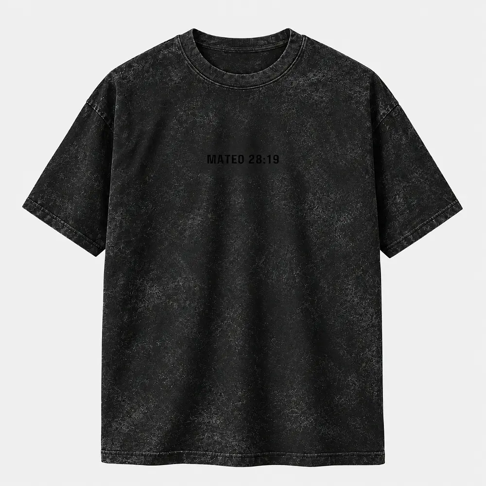 Polera Acid Wash - "Vallan Y Hagan Discípulos En Todas las Naciones"
