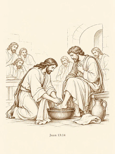 Jesús lava los pies (line art) · ER-09