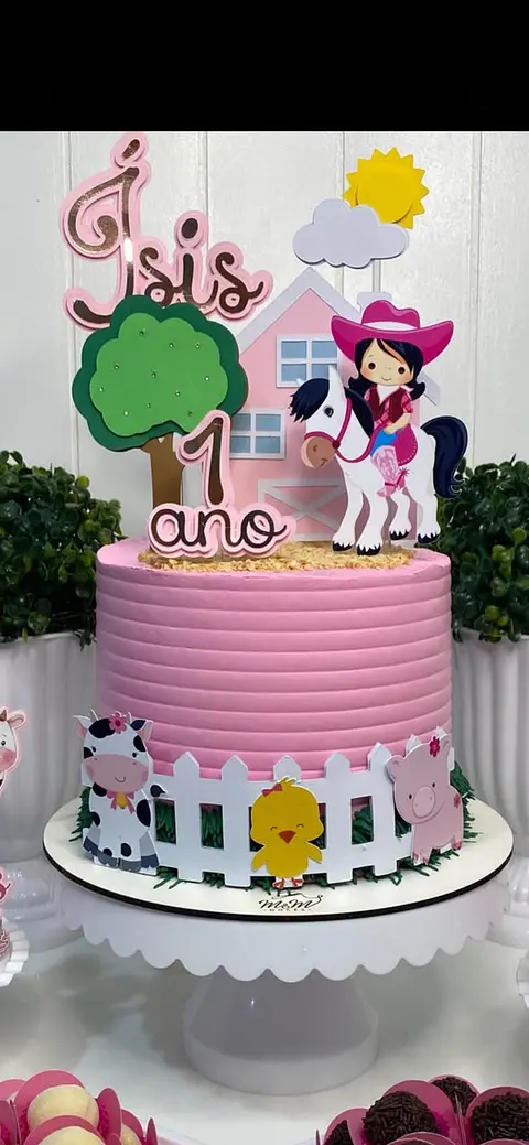 Arquivo de Corte Topo de Bolo Fazendinha Menina