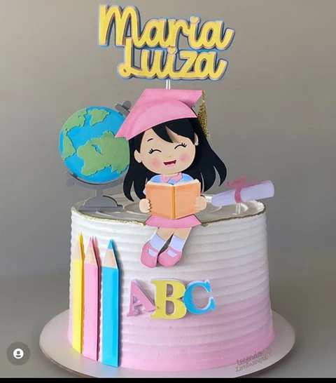 Arquivo de Corte Topo de Bolo Formatura ABC Menina