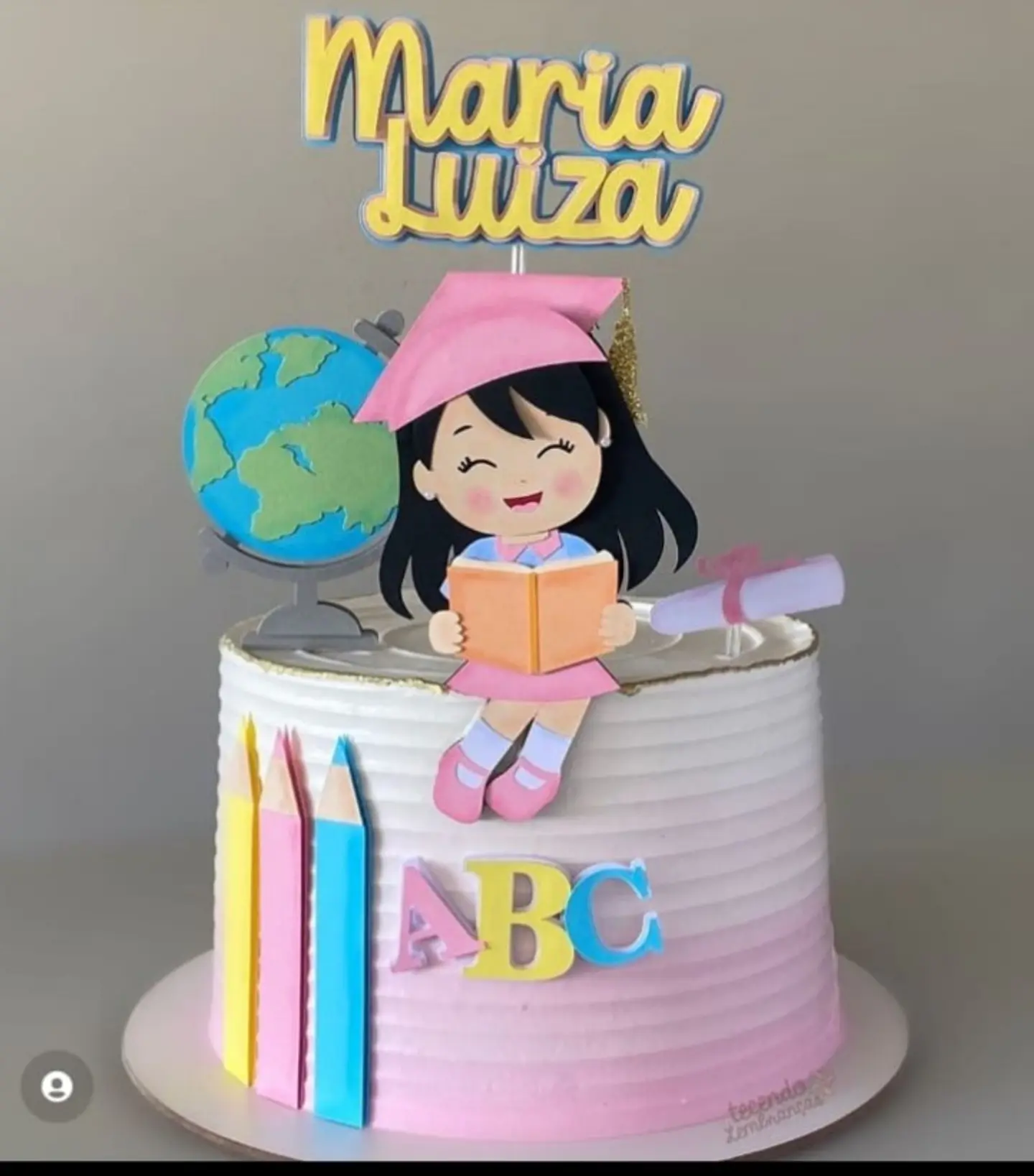 Arquivo de Corte Topo de Bolo Formatura ABC Menina 1