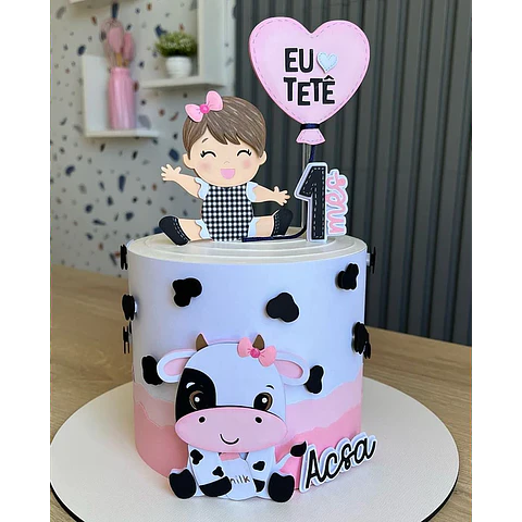 Arquivo de Corte Topo de Bolo Eu amo Tetê Vaquinha