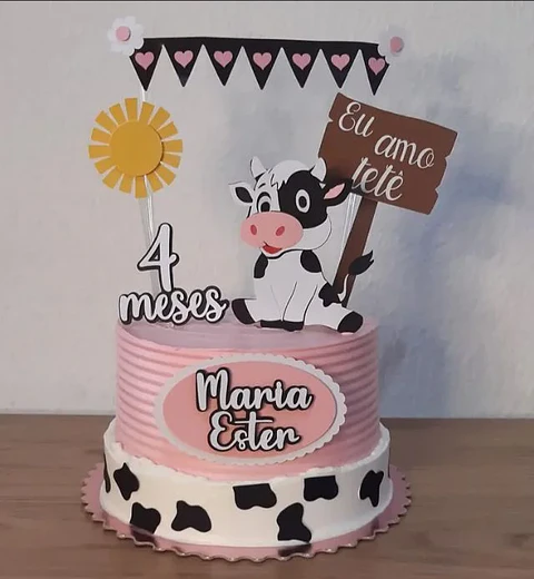 Arquivo de Corte Topo de Bolo Eu amo Tetê Vaquinha