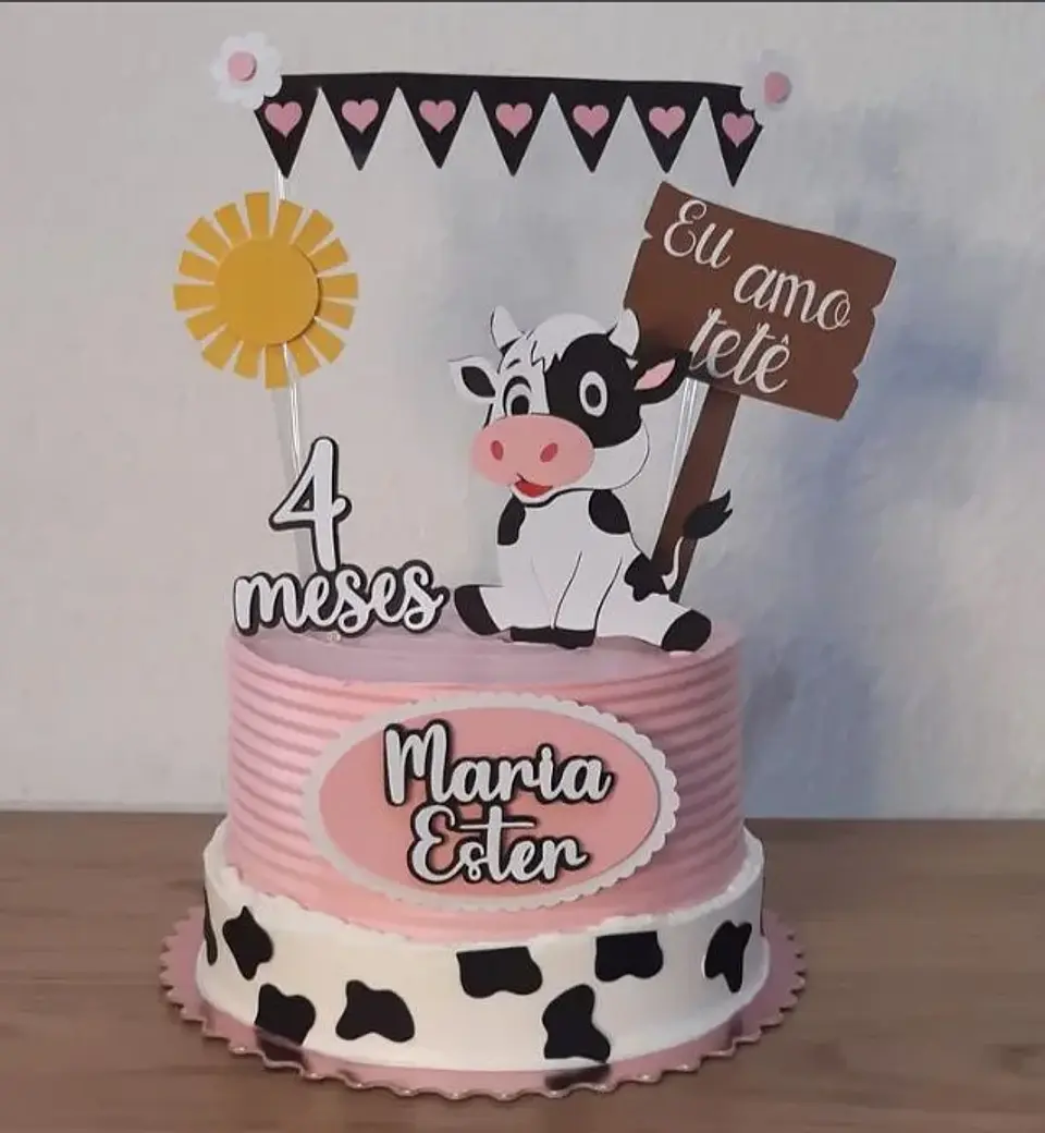 Arquivo de Corte Topo de Bolo Eu amo Tetê Vaquinha 1