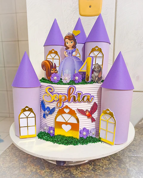 Arquivo de Corte Topo de Bolo Princesa Sofia Castelo 3D