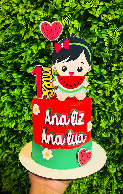 Arquivo de Corte Topo de Bolo Melancia Menina Mesversário