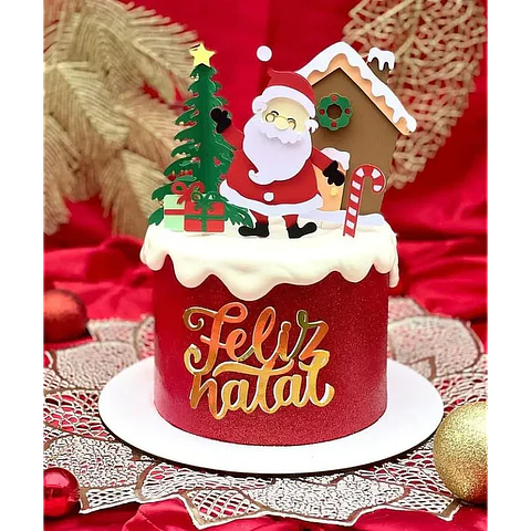 Arquivo de Corte Topo de Bolo Feliz Natal Papai Noel