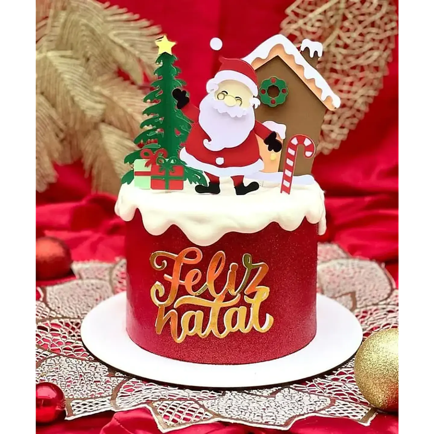 Arquivo de Corte Topo de Bolo Feliz Natal Papai Noel 1