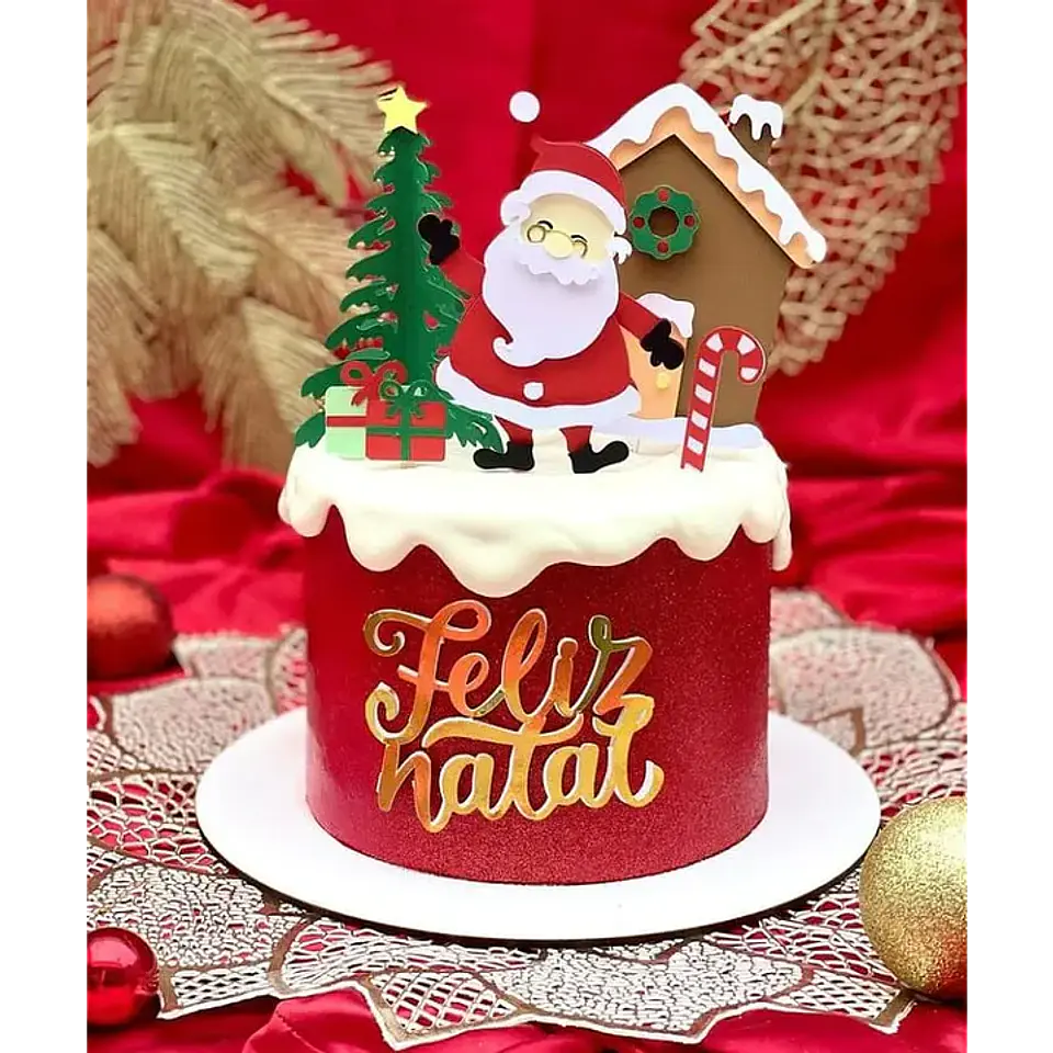 Arquivo de Corte Topo de Bolo Feliz Natal Papai Noel 1