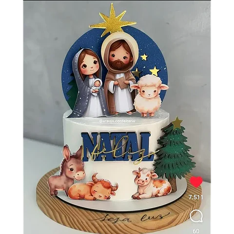Arquivo de Corte Topo de Bolo Natal Presépio (Nascimento de Jesus)
