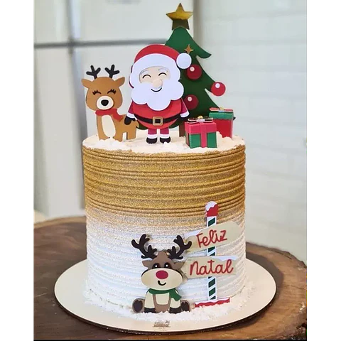 Arquivo de Corte Topo de Bolo Feliz Natal Papai Noel