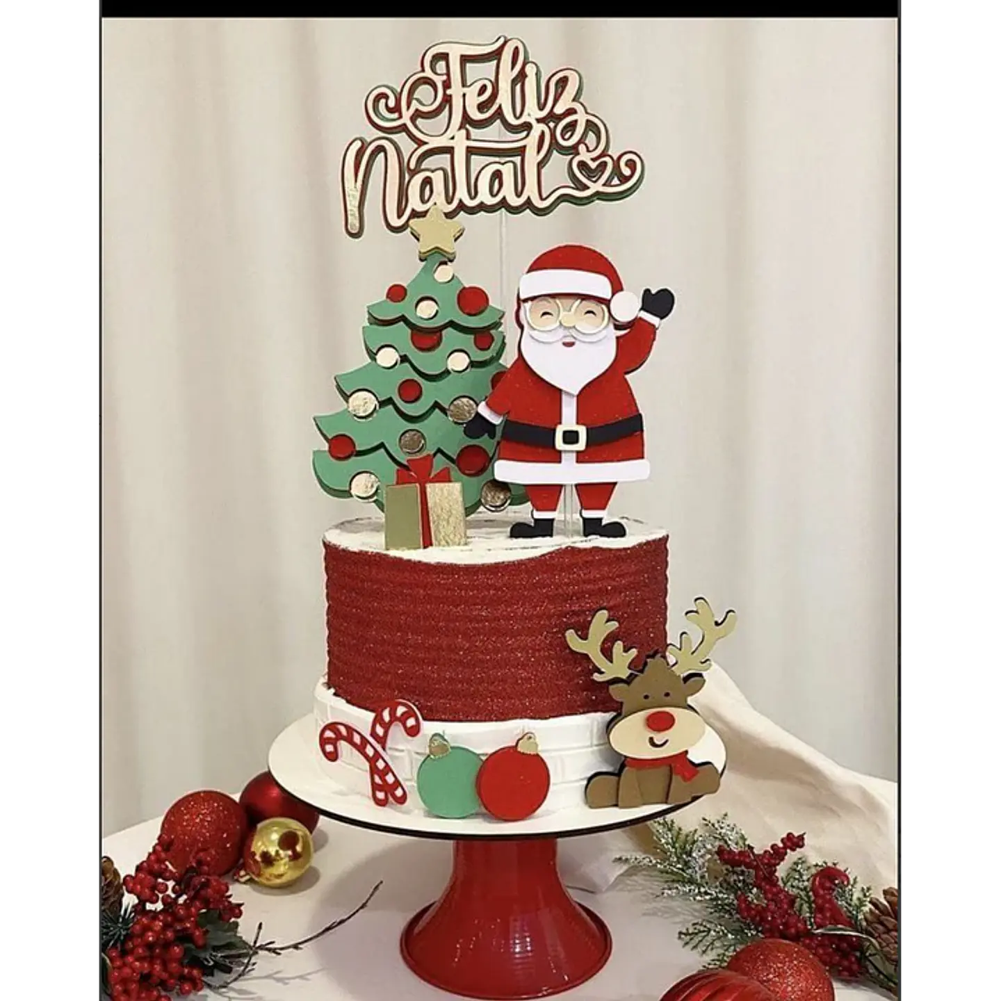 Arquivo de Corte Topo de Bolo Feliz Natal Papai Noel 1
