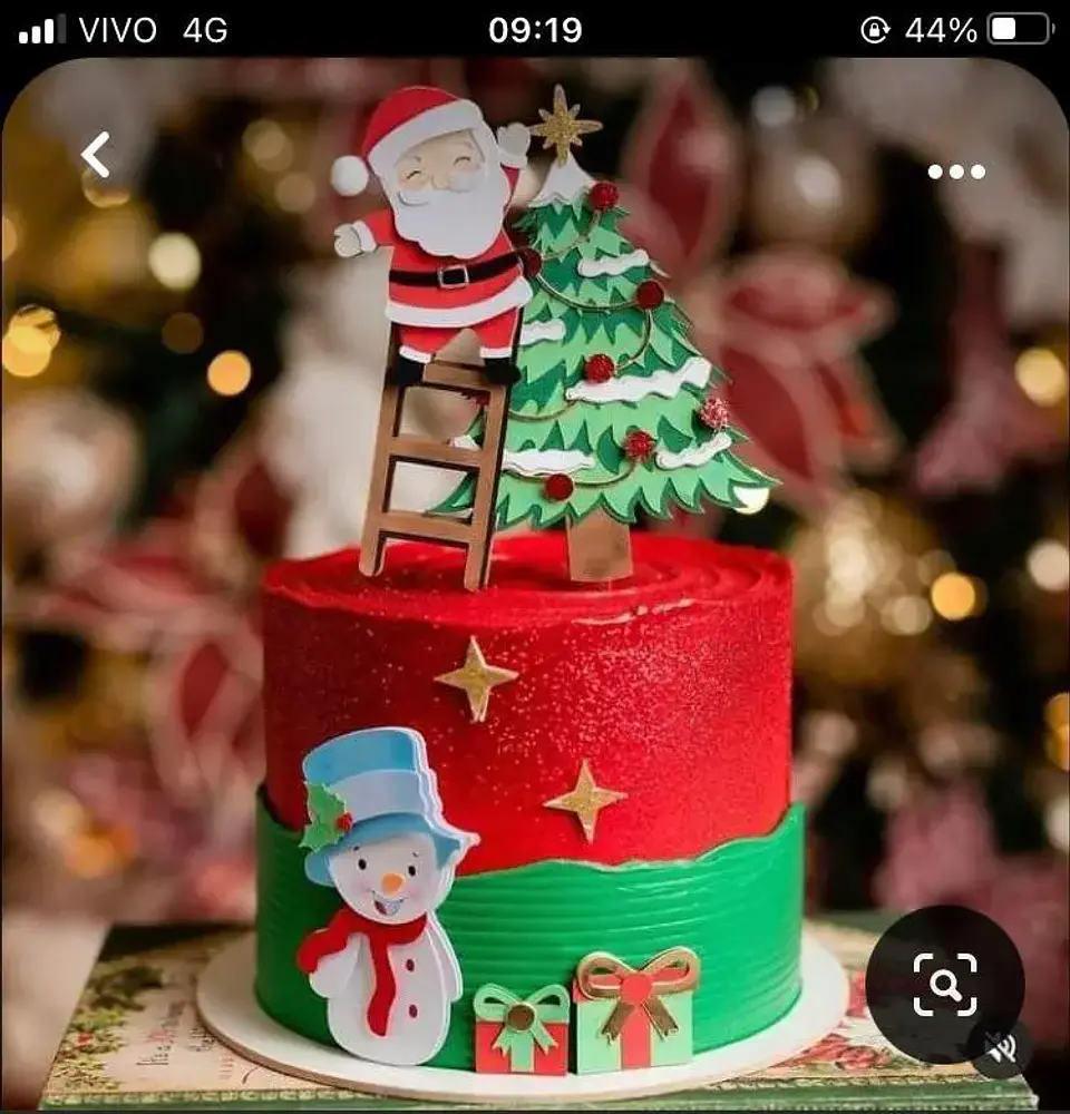 Arquivo de Corte Topo de Bolo Feliz Natal Papai Noel na Escada 1