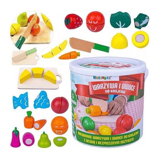 Wooden fruit and vegetable bucket with velcro