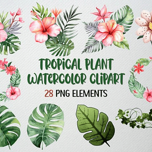 KIT DIGITAL FOLHAS TROPICAIS (PNG)