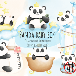 KIT DIGITAL PANDA BABY BOY (PNG)