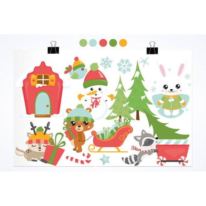 KIT DIGITAL ANIMAIS FLORESTA / NATAL (PNG) 2