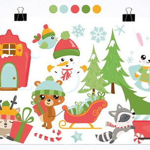 KIT DIGITAL ANIMAIS FLORESTA / NATAL (PNG)