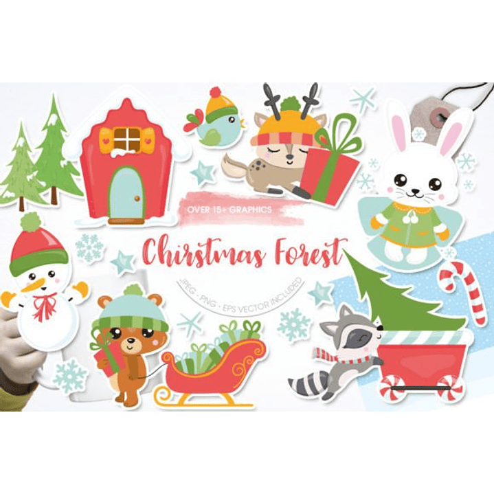 KIT DIGITAL ANIMAIS FLORESTA / NATAL (PNG) 1