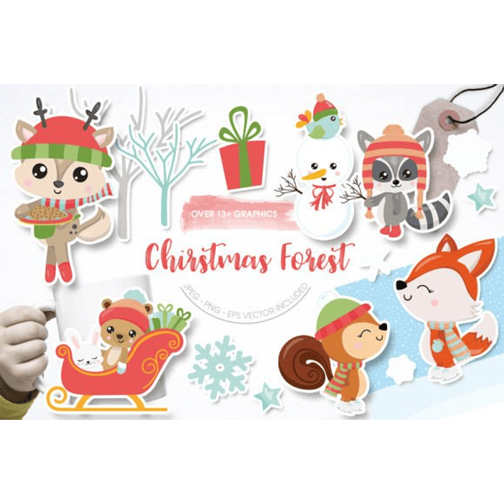 KIT DIGITAL ANIMAIS DE NATAL  (PNG) 1