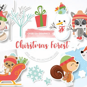 KIT DIGITAL ANIMAIS DE NATAL  (PNG)