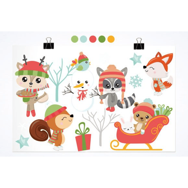 KIT DIGITAL ANIMAIS DE NATAL  (PNG) 2