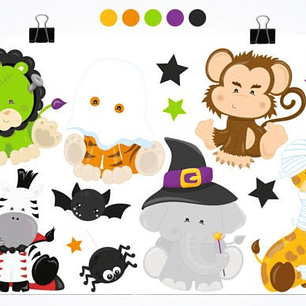 KIT DIGITAL HALLOWEEN ANIMAIS (PNG)