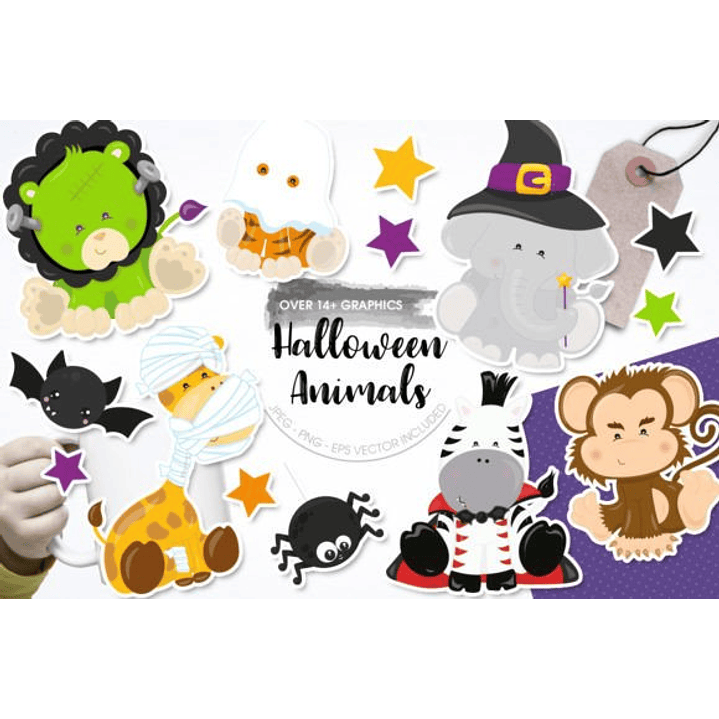 KIT DIGITAL HALLOWEEN ANIMAIS (PNG) 1