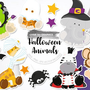 KIT DIGITAL HALLOWEEN ANIMAIS (PNG)