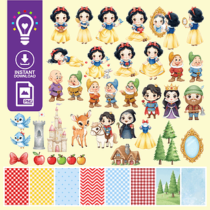 KIT DIGITAL BRANCA DE NEVE CUTE CRIARBV (PNG)