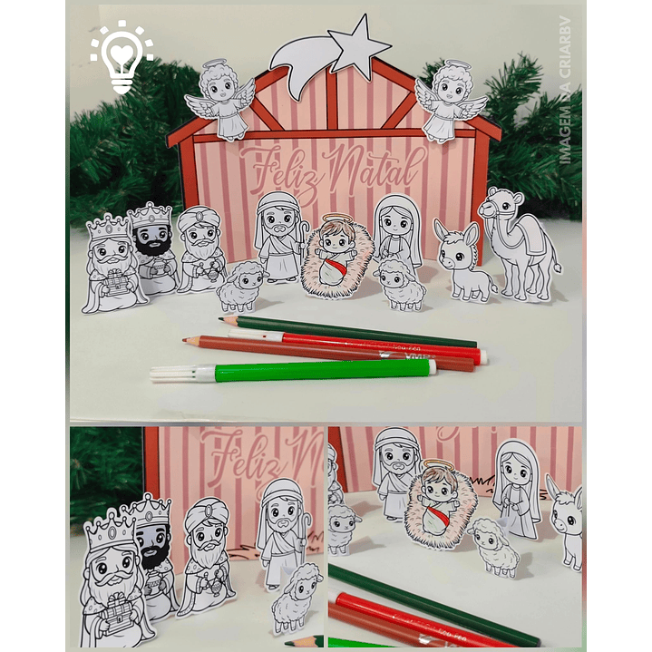 ARQUIVO DE CORTE PRESÉPIO NATALINO PARA COLORIR (STUDIOE  PDF) 1