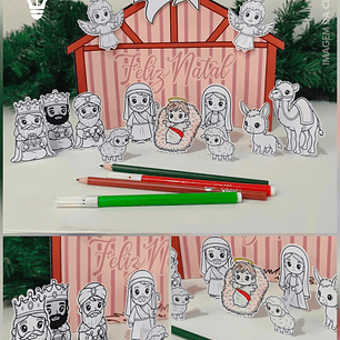 ARQUIVO DE CORTE PRESÉPIO NATALINO PARA COLORIR (STUDIOE  PDF)