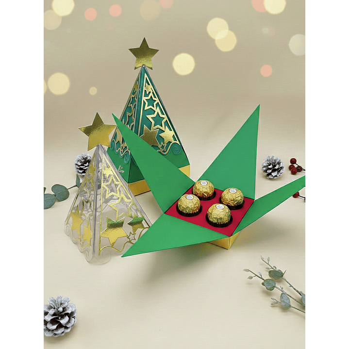 ARQUIVO DE CORTE ARVORE DE NATAL PARA 4 DOCES - ACETATO (STUDIO E PDF) 1