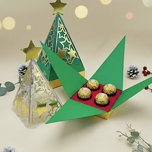 ARQUIVO DE CORTE ARVORE DE NATAL PARA 4 DOCES - ACETATO (STUDIO E PDF)