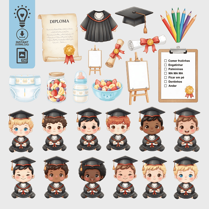 KIT DIGITAL CONCLUSÃO DE MESVERSÁRIO MENINOS (PNG) 1