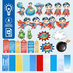KIT DIGITAL SUPER MAN, SUPER HOMEM (PNG)