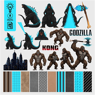 KIT DIGITAL GODZILLA E KING KONG (PNG)